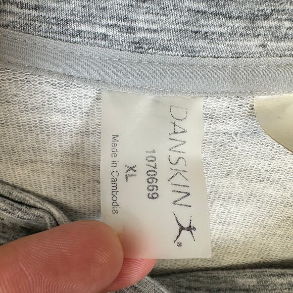 Danskin French Terry Bliss Wrap Sweater Women Size XL Heather Gray Cardigan Snap - Picture 7 of 15